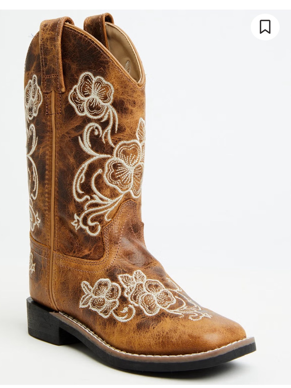 Land chief Shyanne Girls Little Lasy Kid’s Brown and White E Western Cowboy Boot